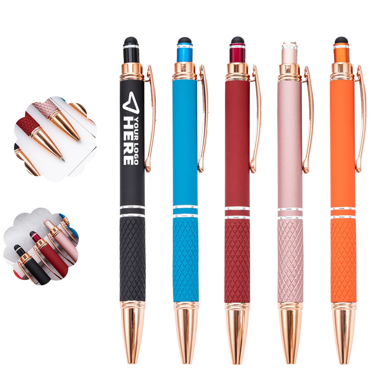 Soft-Touch Rose Gold Classic Pen with Stylus