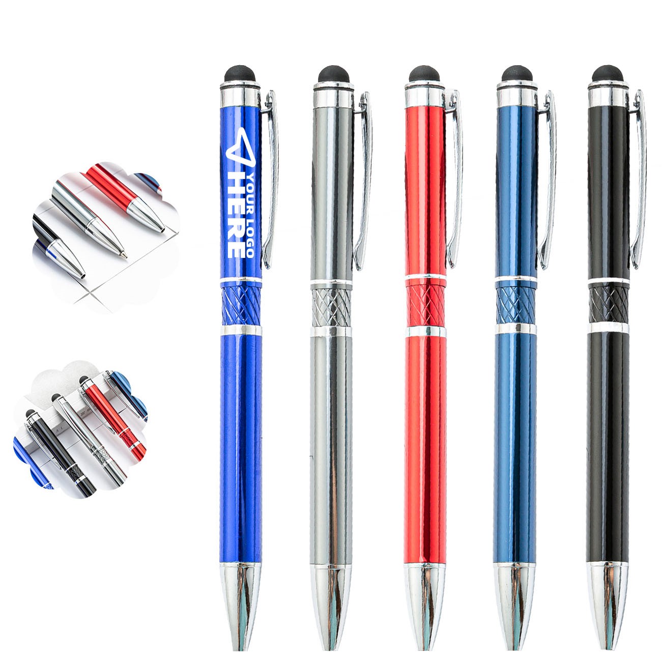 Metal Stylus Pen w/Diamond Pattern Design