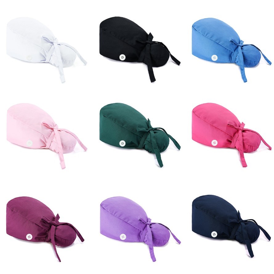 Adjustable Polyester Scrub Cap With Embroidered Decoration
