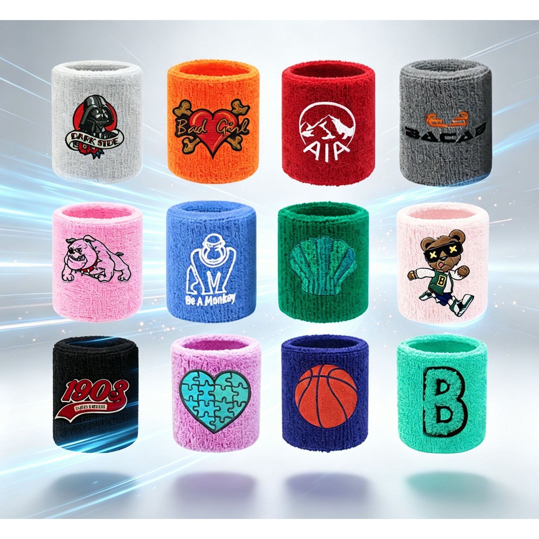 Embroidered Polyester Wrist Sweatband