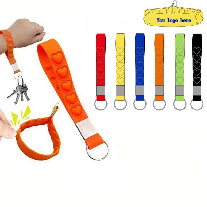 Rubber Heart Wristband Keychain