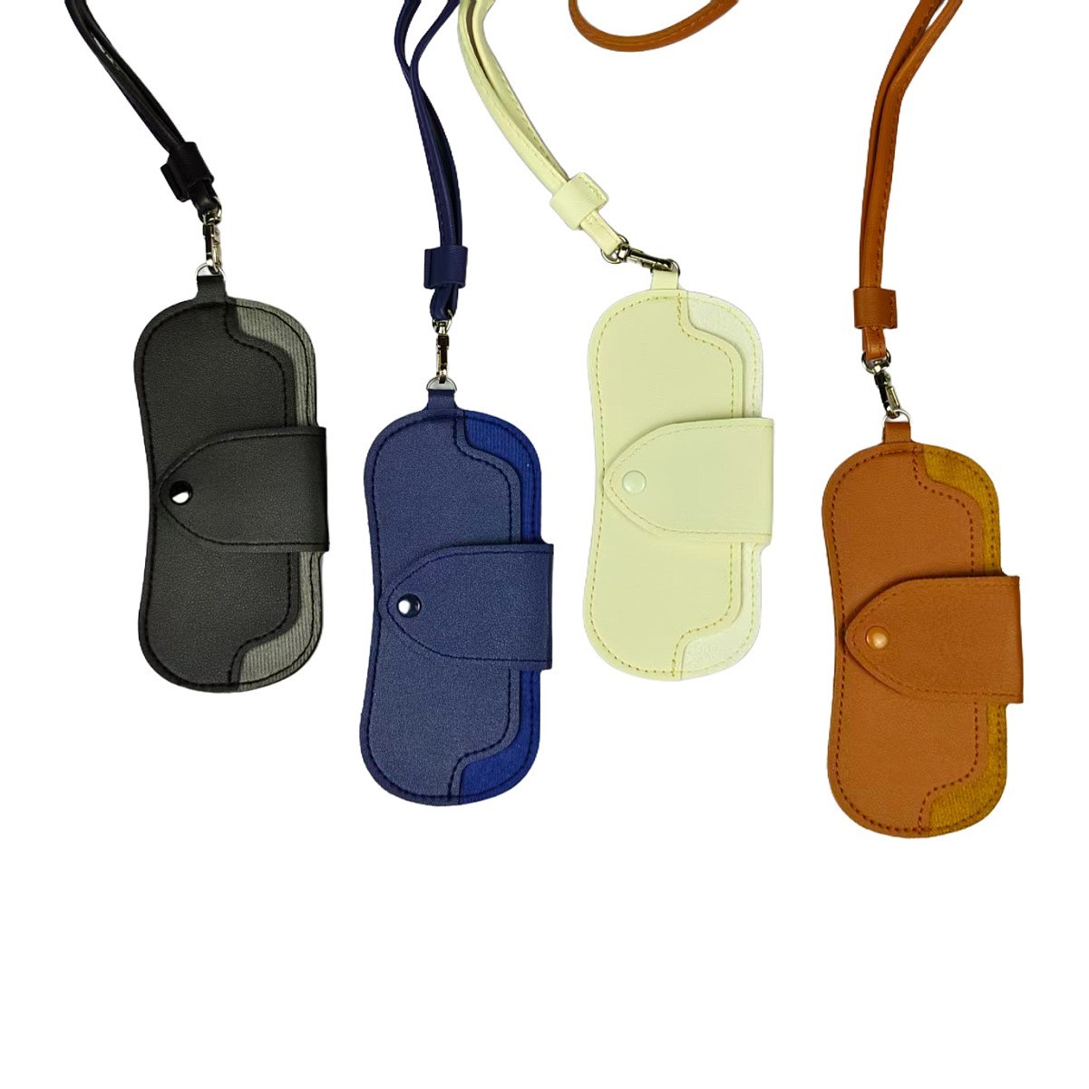 Portable Leather Eyeglasses Storage Case with Lanyard