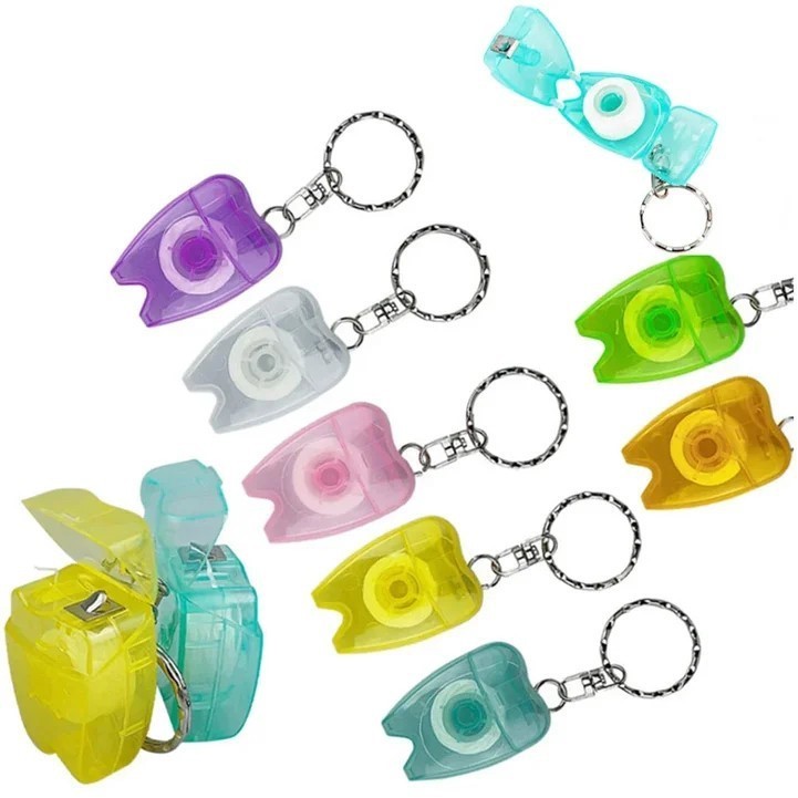 Transparent Dental Floss Storage Keychain