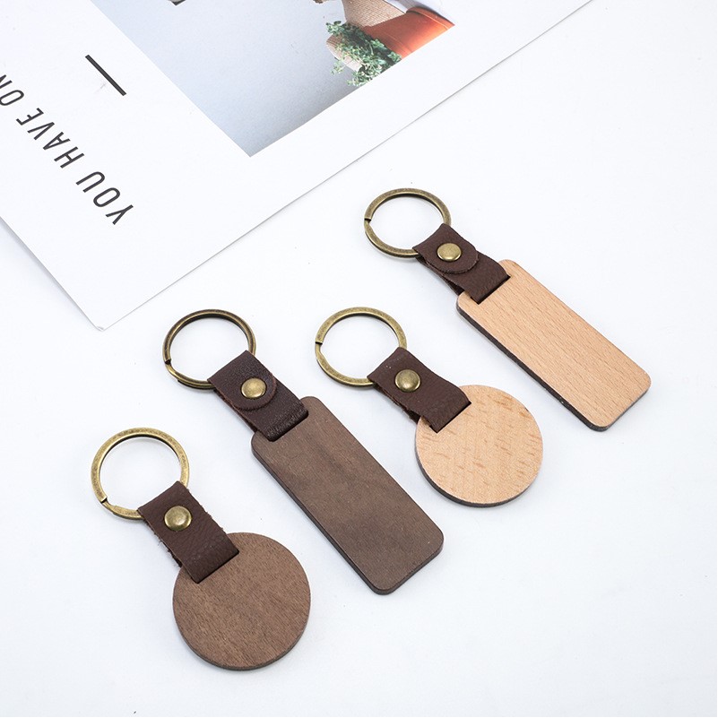 Walnut Timber Tag Keychain