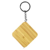 Bamboo Tape Measure Keychain
