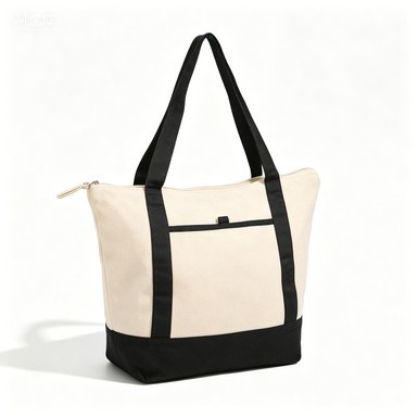 12 oz Canvas Zipper Tote Bag with Front Pocket
