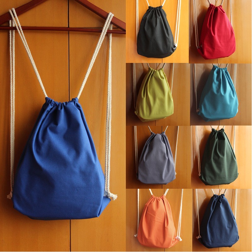 Poly-Cotton Canvas Drawstring Backpack