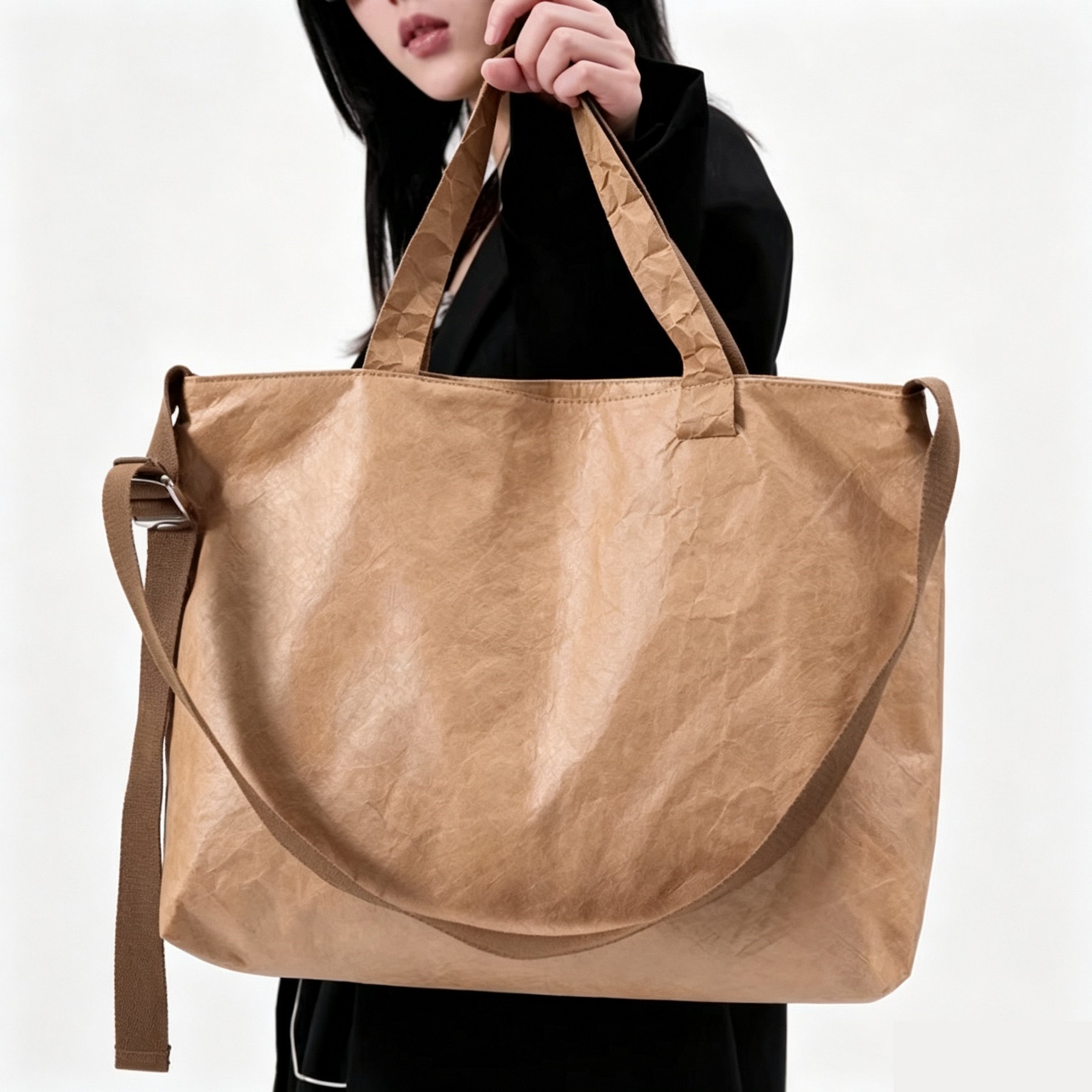 Synthetic Paper Tote Bag with Shoulder Strap 17.7" x 13.8" x 3.9"
