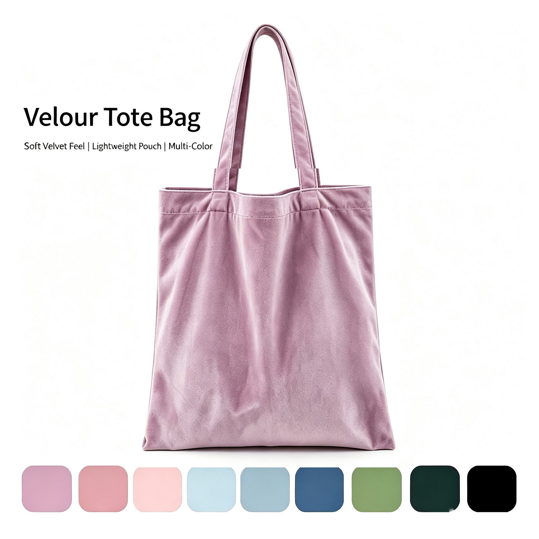 15" Velvet Tote Bag with Shoulder Handles