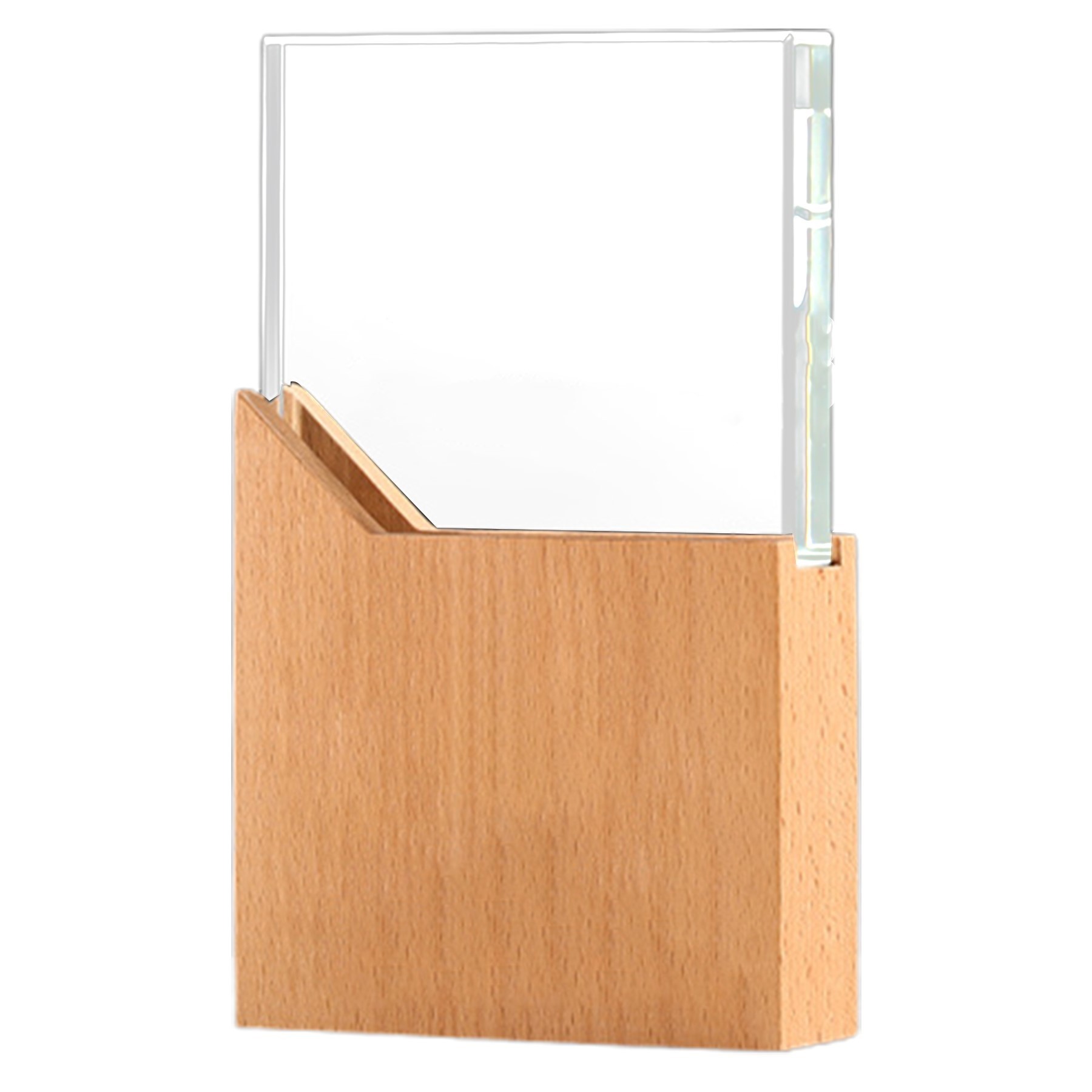 Rectangle Crystal And Wood Tropy