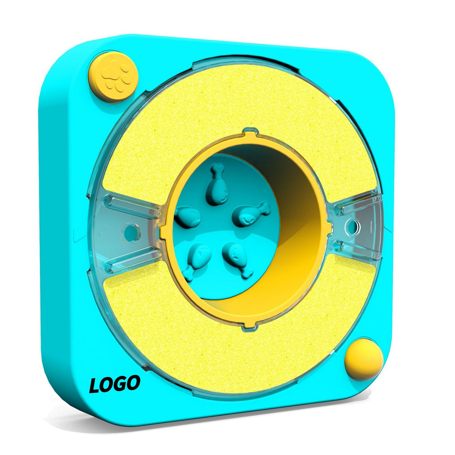 4" 1 Puzzle NailSrcatch Rotating SlowFeeder With Squeak Toy