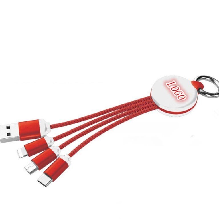 Portable Keychain LED Light 3-in-1 USB Charging Cable