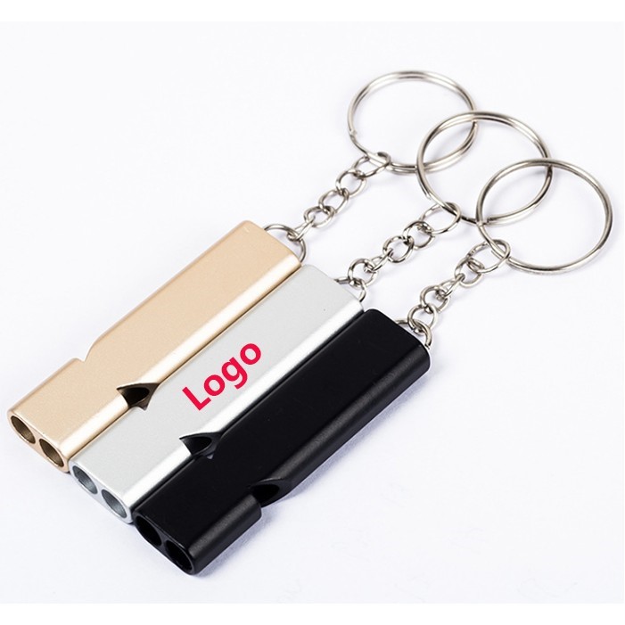 Double Tubes Emergency Survival Whistle W/Keychain