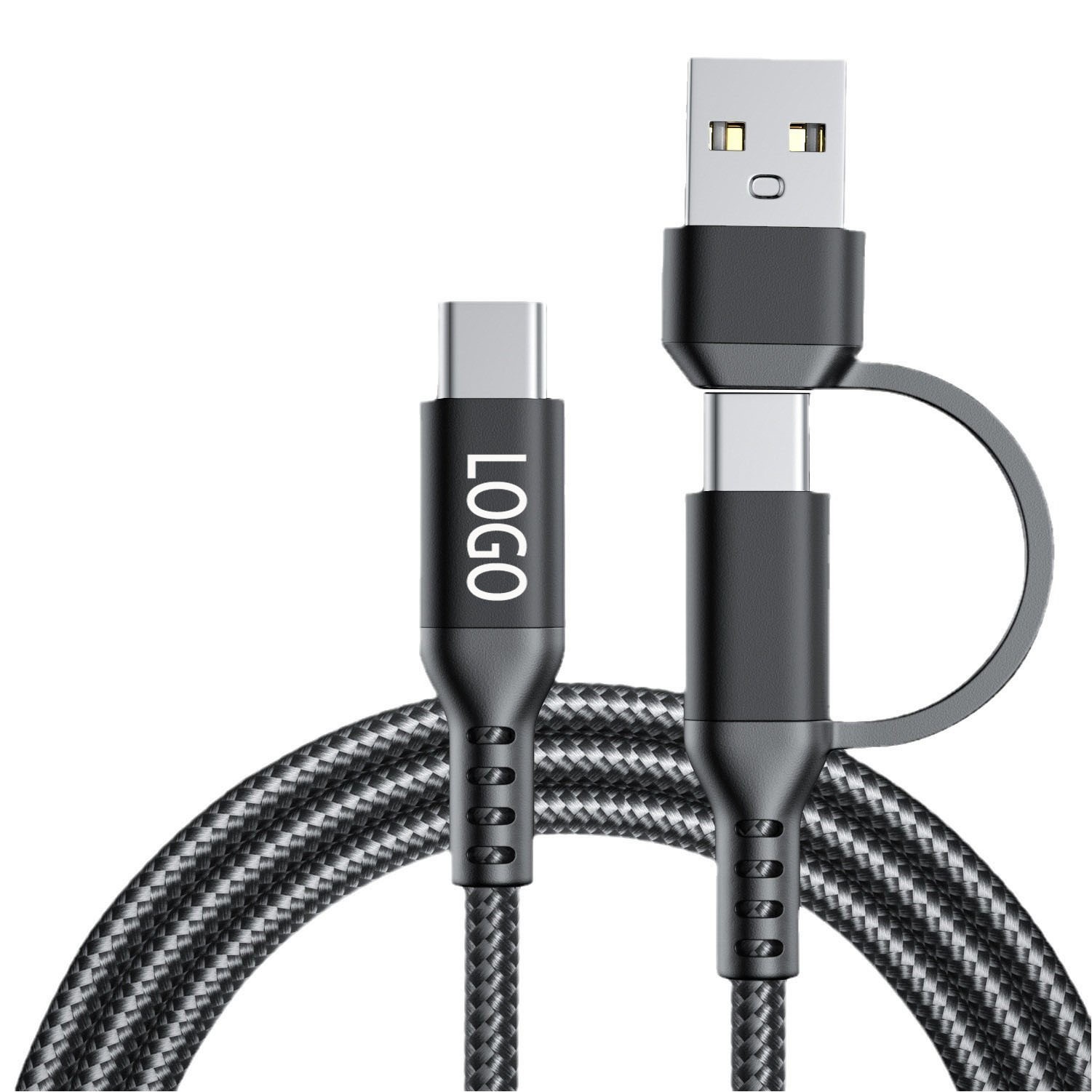 2" 1 Universal 3A Nylon Braided Fast Charging Type C Charging Cable