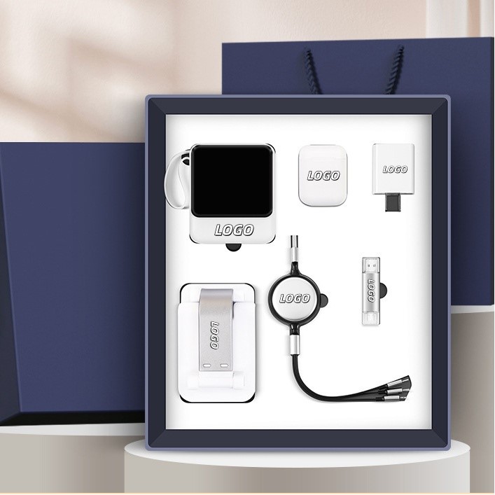 Digital Christmas Gift Set Power Bank Earphones Charger Phone Stand Data Cable USB Drive Set