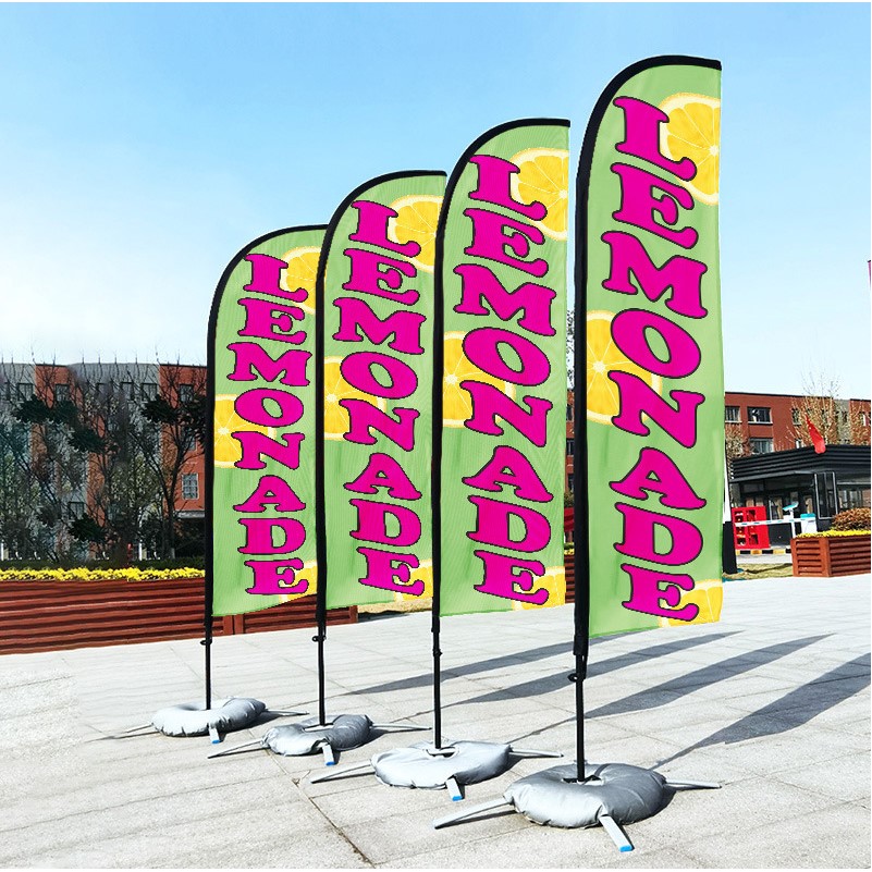 98"*23" Feather Shape Double Side Beach Flags for Outdoor Advertising and Events