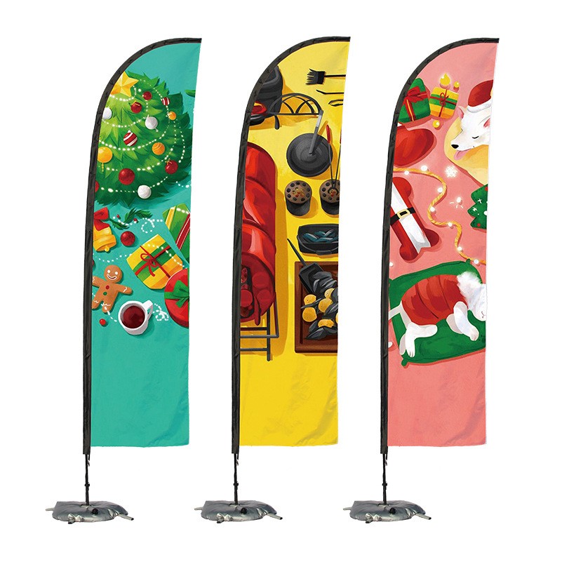 134"*27.5" Feather Shape Double Sided w/Cross Base Stand And Water Bag and Carry Bags