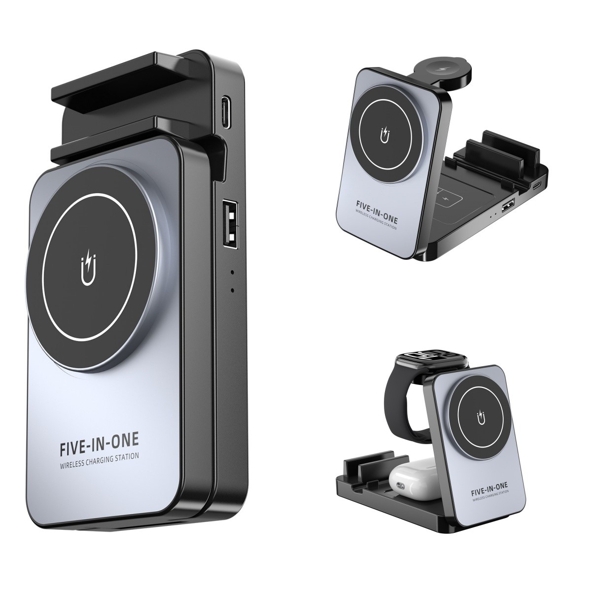 5-in-1 Foldable Wireless Charger, Multi-Device Portable Charging Station