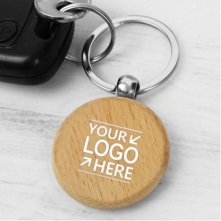 Round Wooden Keychain
