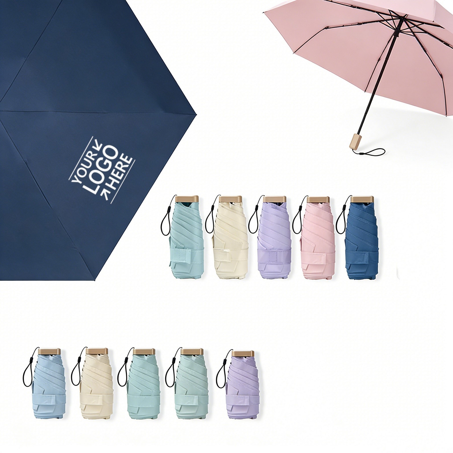 14cm Black Coating Six-Fold Compact Umbrella