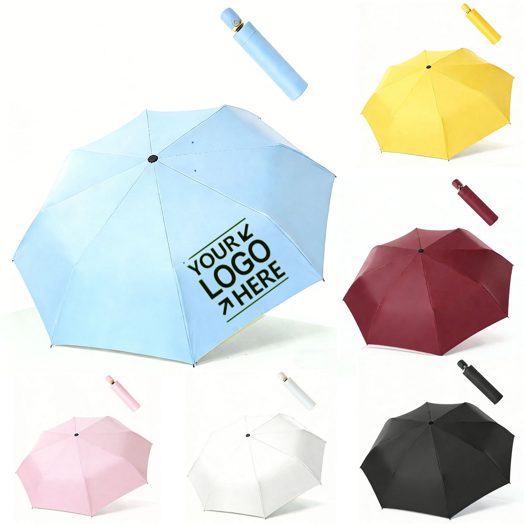 Egg Handle Automatic Umbrella with 8-Rib Frame