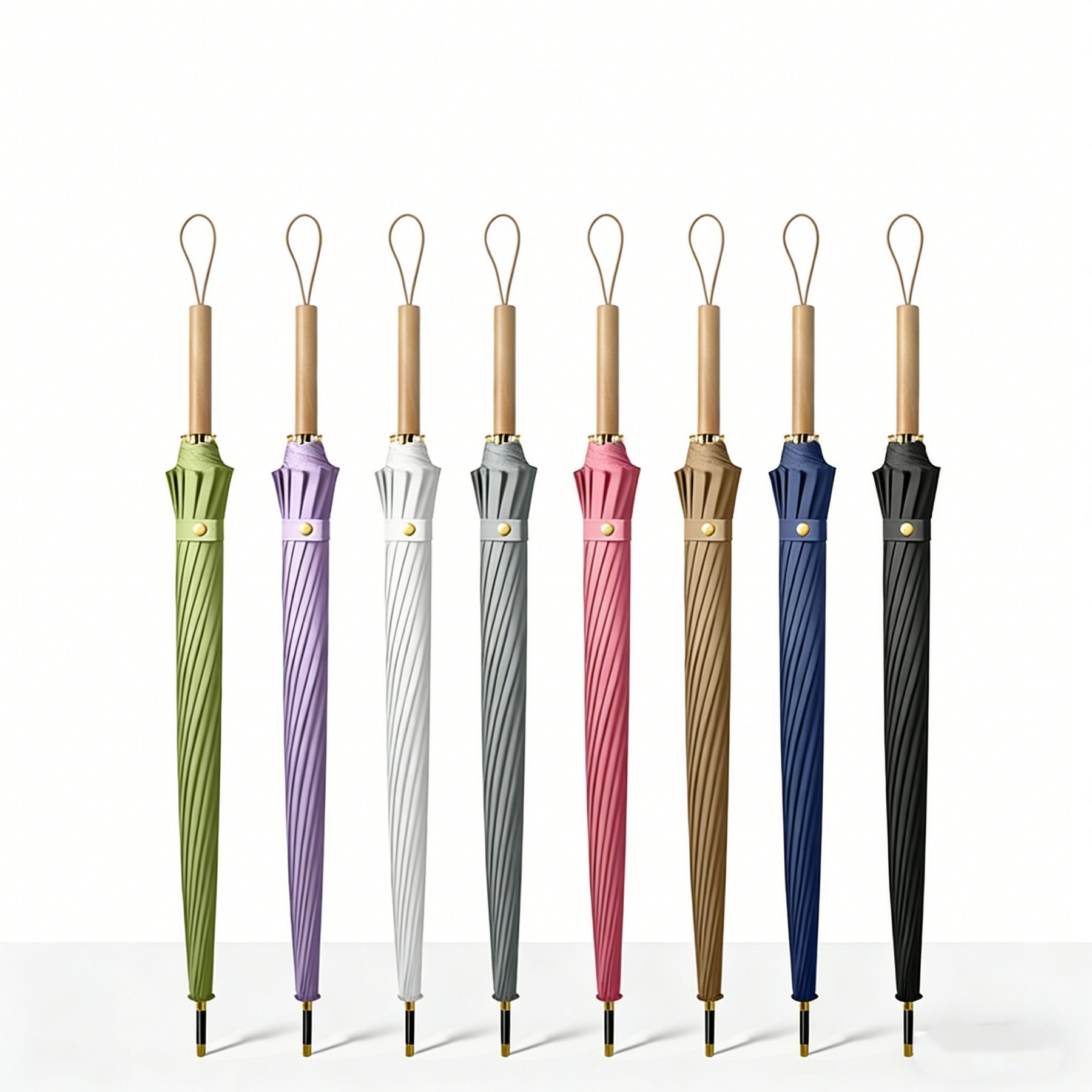 Long Handle Umbrella with 16 Solid Wood Ribs