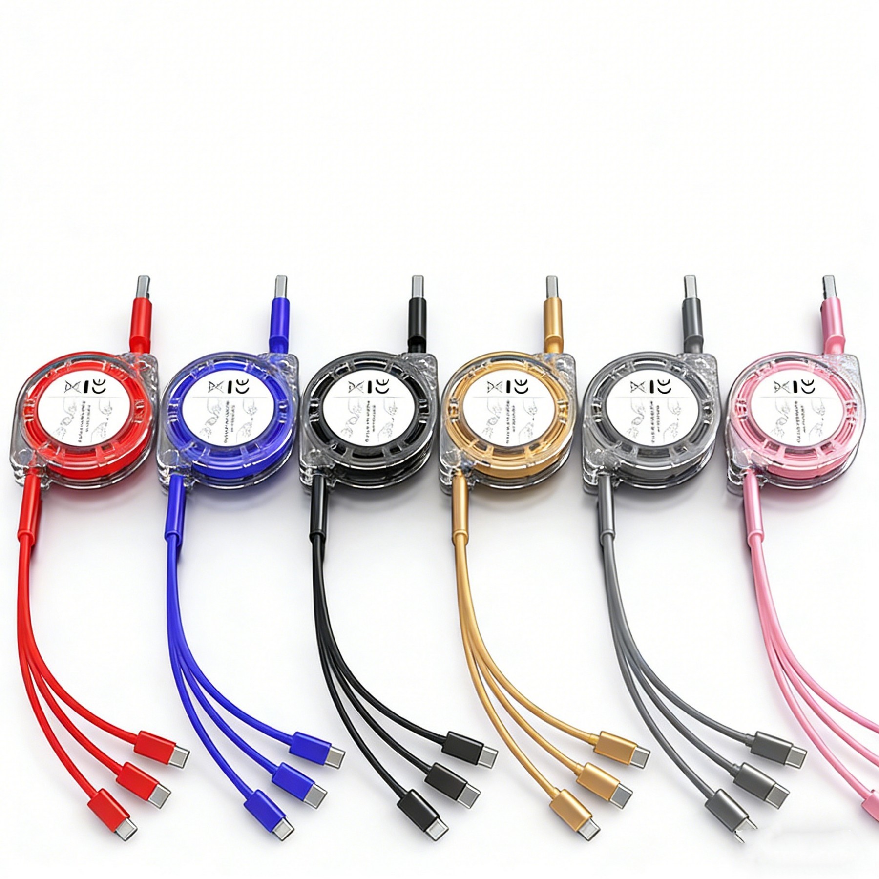 Retractable 3-in-1 Metal Data Charging Cable For Phones