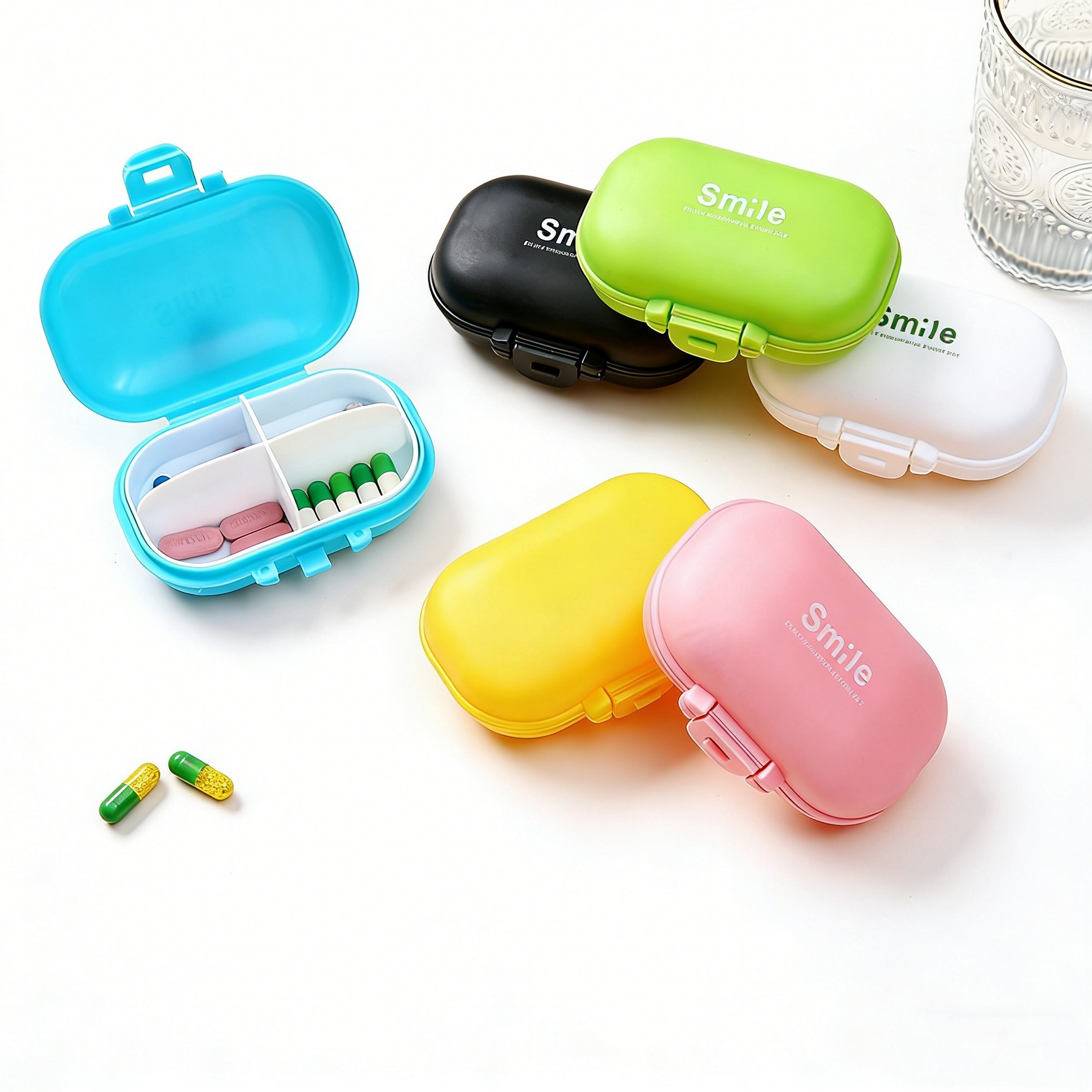 Macaron Style Divided Pill Storage Box