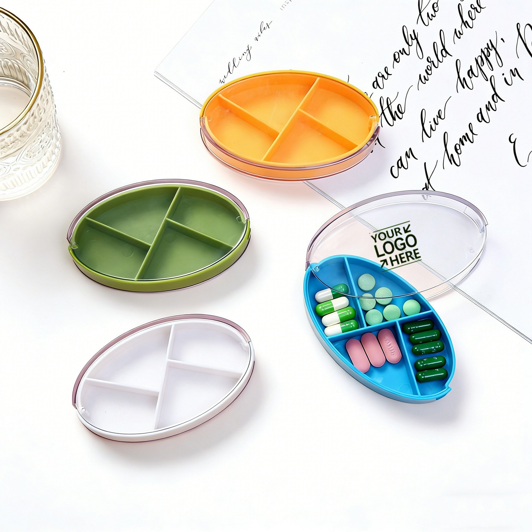 4 Compartment Rotating and Sealed Pill Storage Box