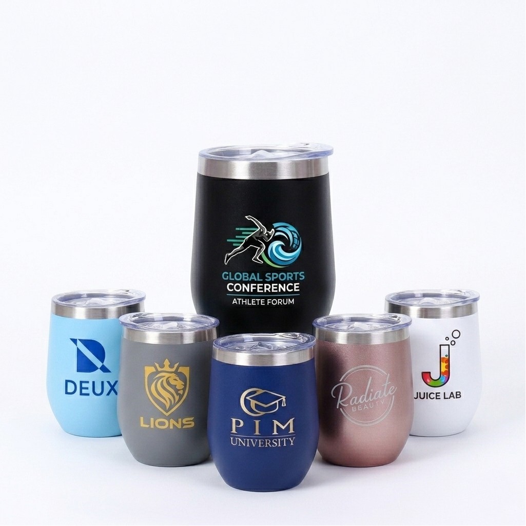 12 oz Double-Wall Vacuum Insulated Stainless Steel Stemless Tumbler With Lid