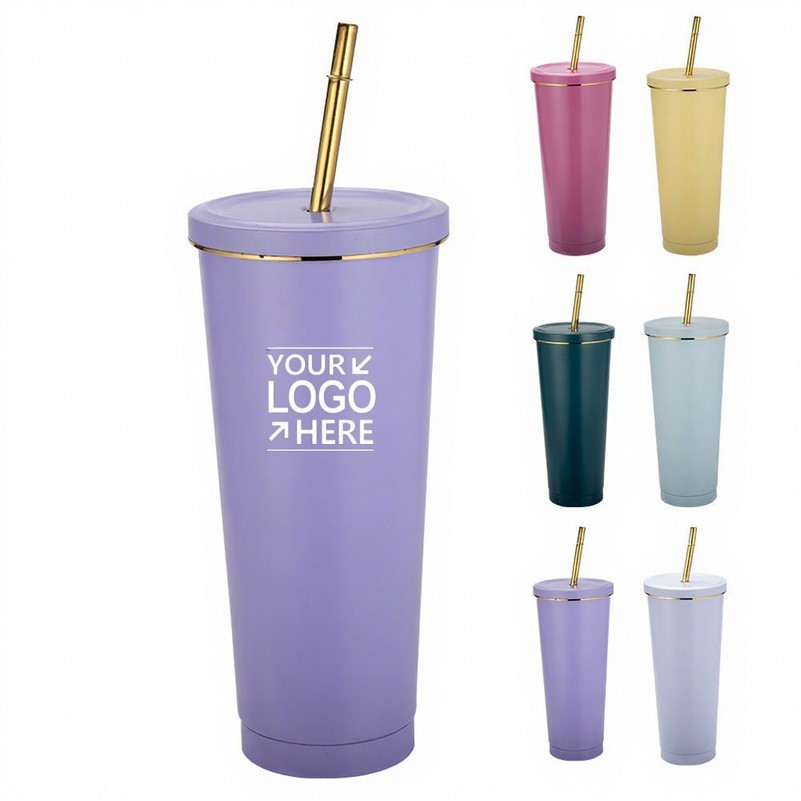 Portable Stainless Steel Vacuum Flask with Straw