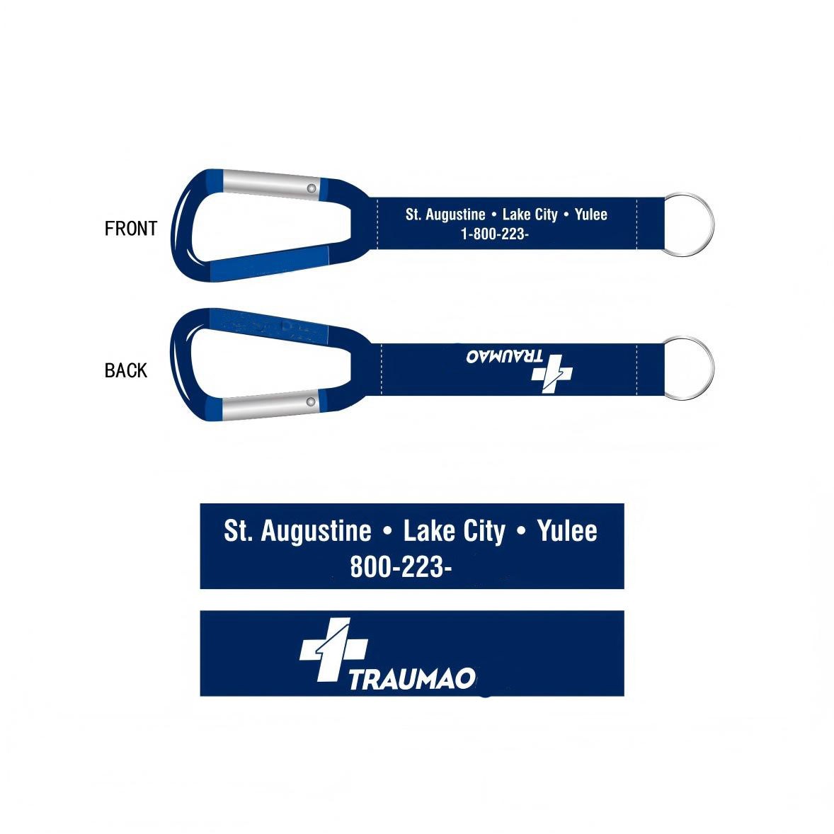 3/4" Custom Dye-Sublimated Polyester Wrist Lanyard with Aluminum Carabiner and Split Ring for Events