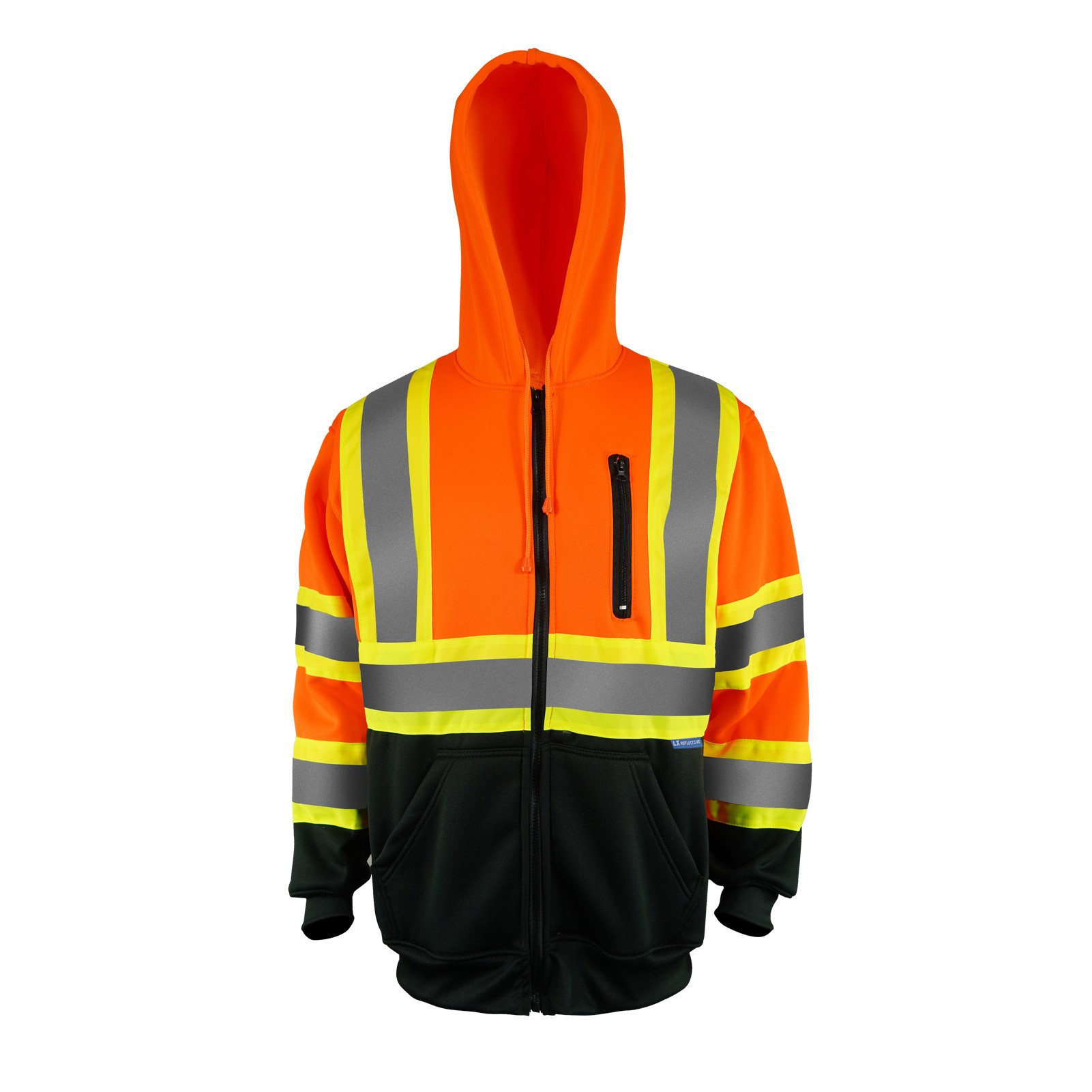 Reflective Tape Safety Hoodie With Kangaroo Pocket