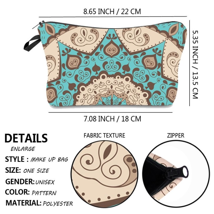 3D Digital Printing Bohemian Style Cosmetic Bag Pencil Case