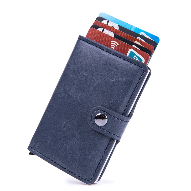 PU Leather RFID Blocking Pop Up Card Holder Wallet