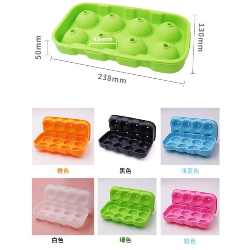 8 Hole Silicone Ice Cube Trays/Round Ice Ball Maker