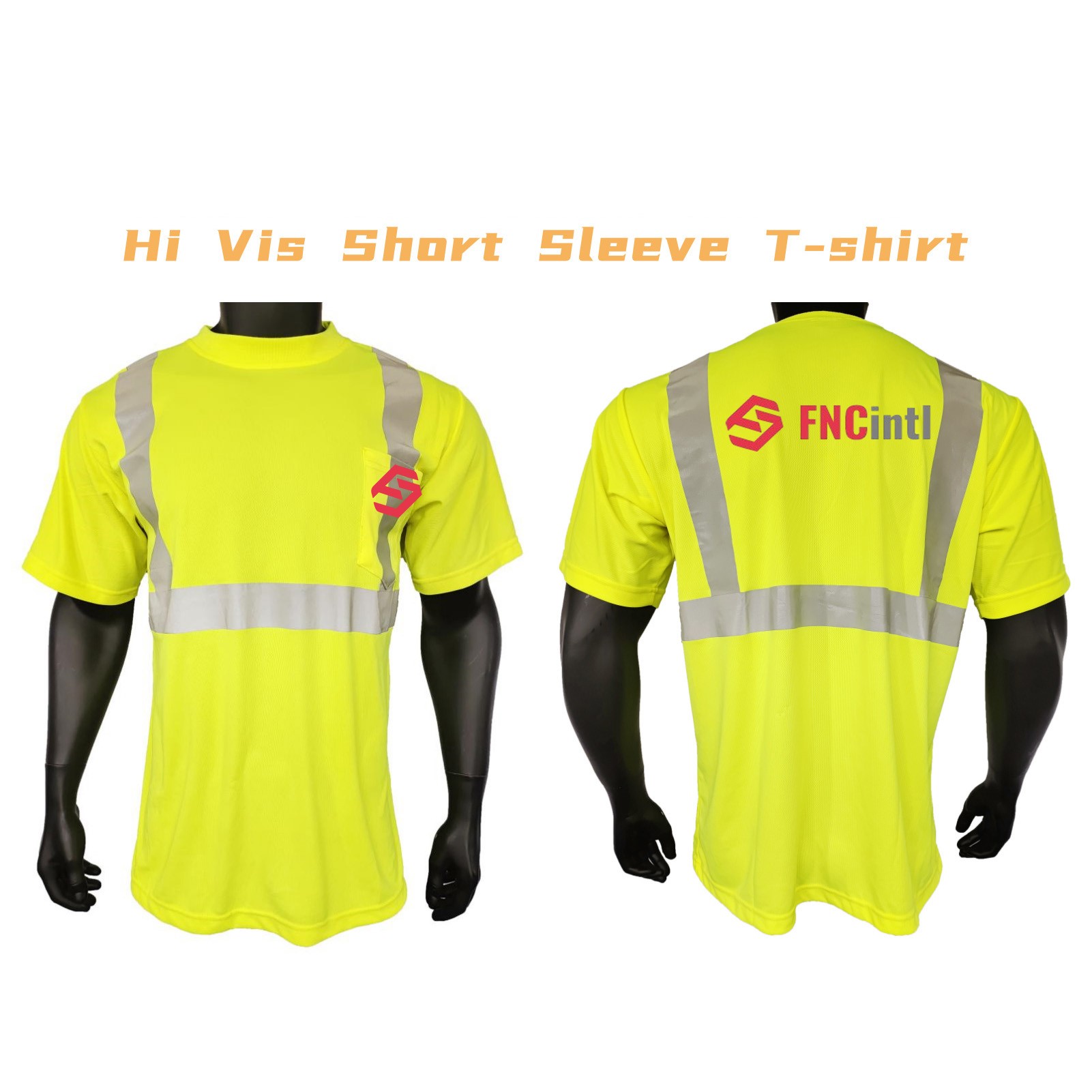 150GSM Polyester Adult Hi-Visibility T-Shirt w/Reflective Stripe