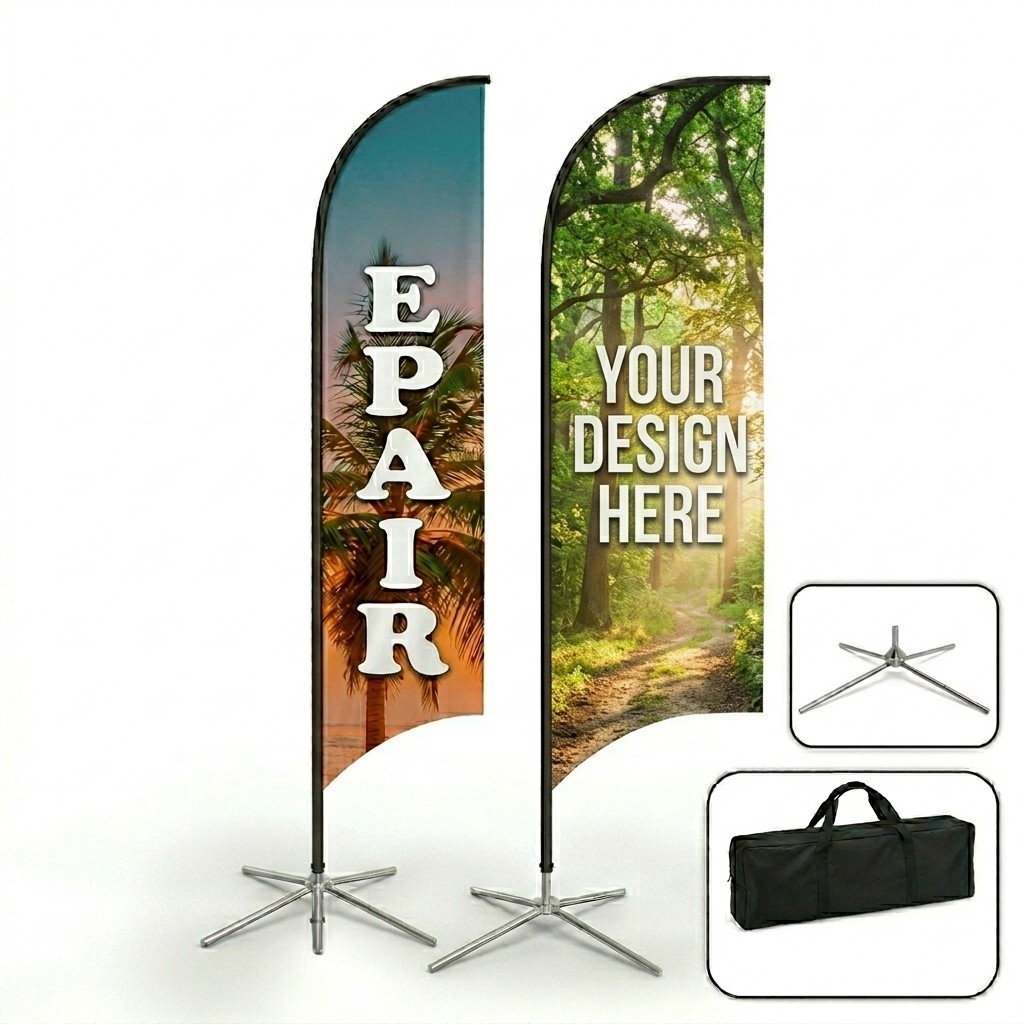 78.7 x 23.6" Portable Half Drop Banner Flag Kit with Ground Spike