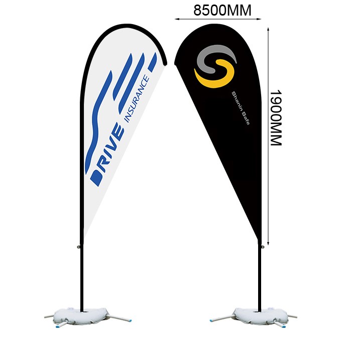 74.80"X33.46" Custom Double side Advertising Teardrop Flag with Flagpole & Cross base and water bag