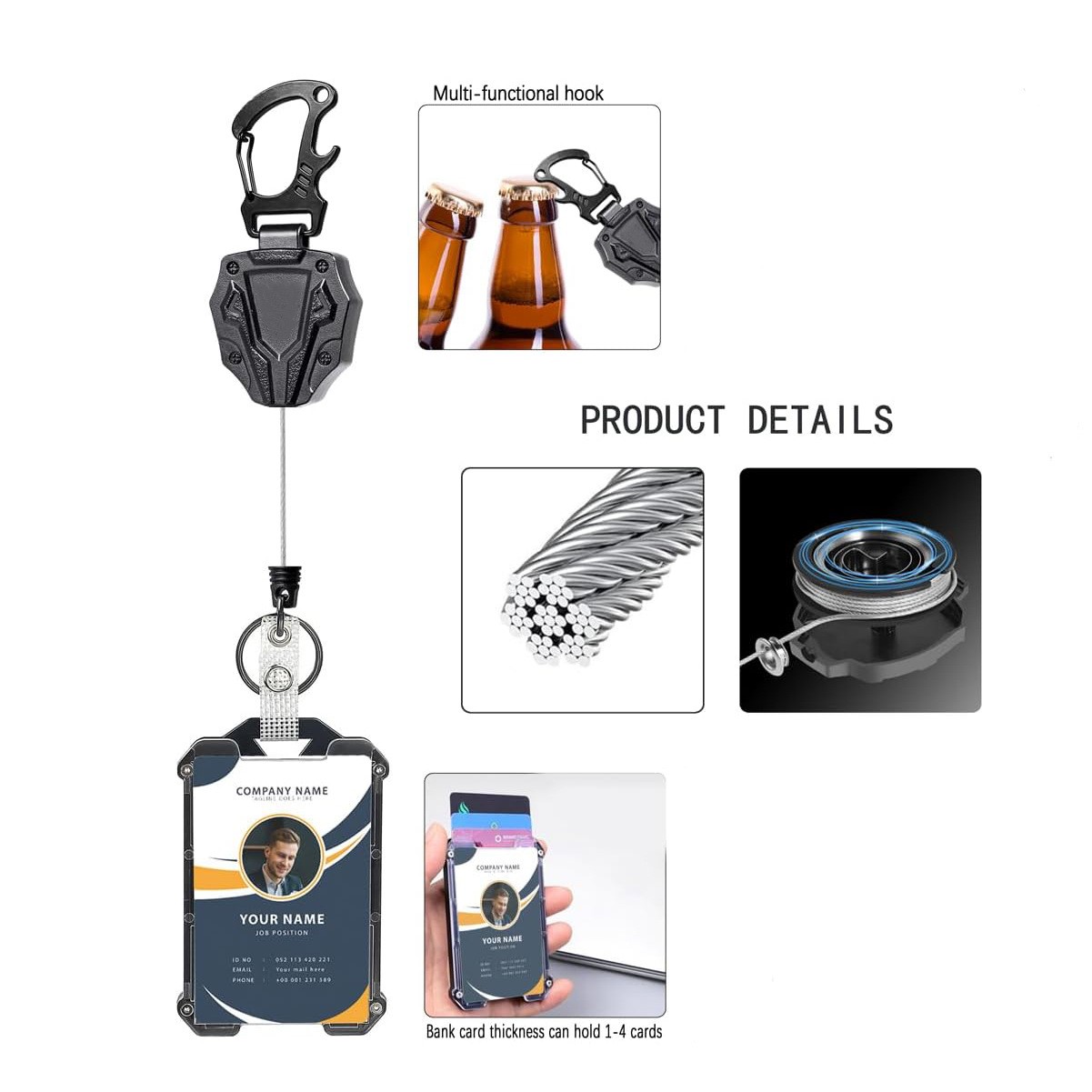 Heavy Duty Retractable Badge Holder With Tactical ID Card Holder