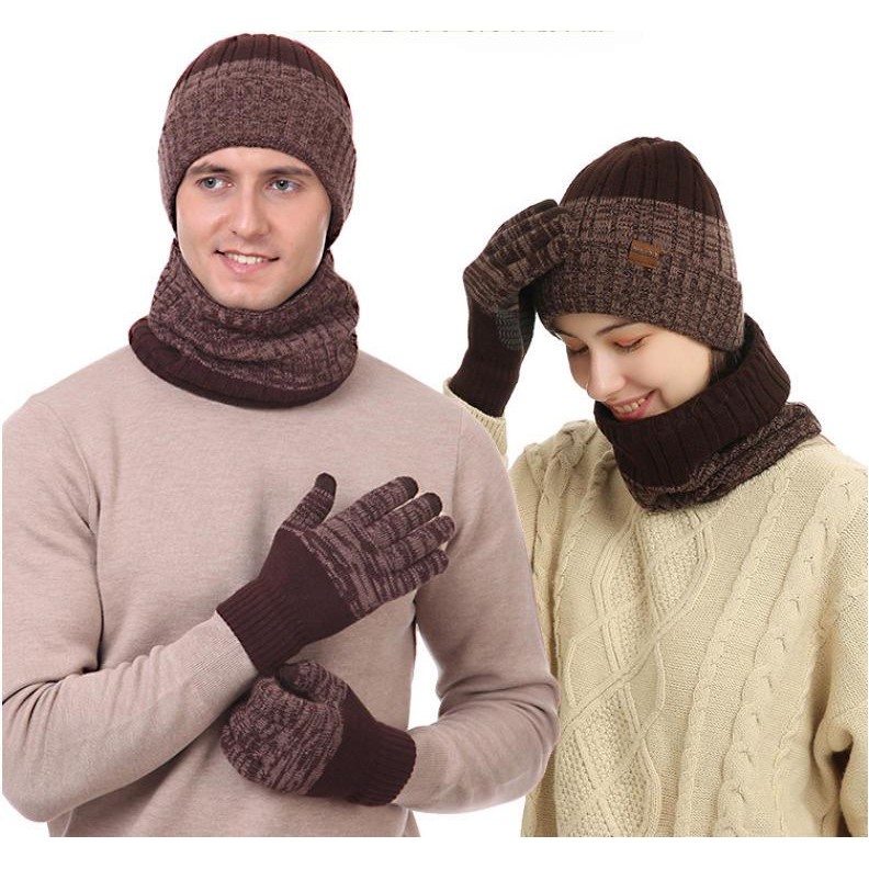 3pc Winter Beanie & Touchscreen Gloves & Scarf