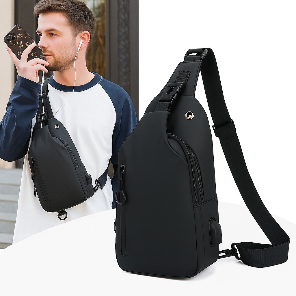 Water-Resistant Chest Bag with Premium PU-Coated Fabric