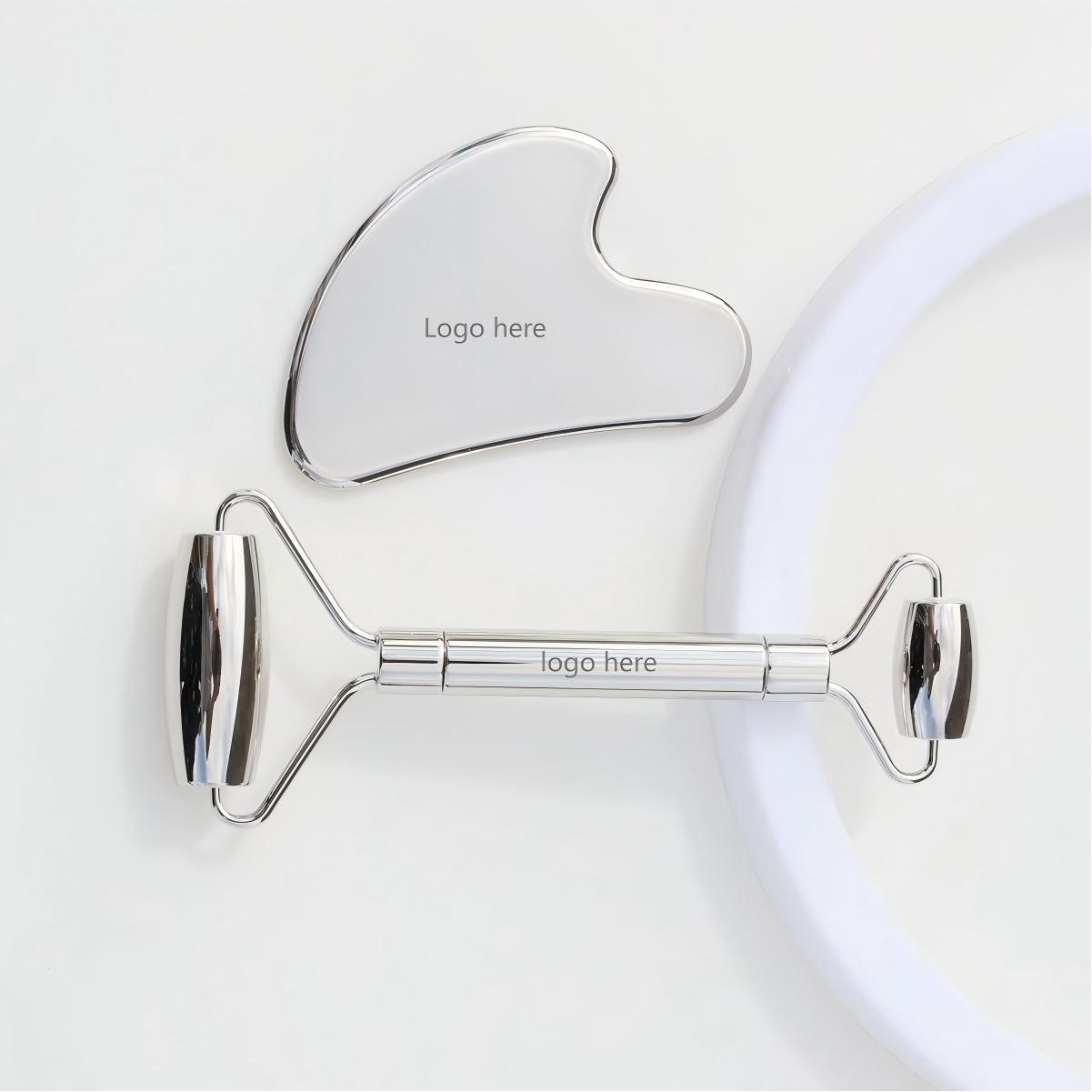 Stainless Steel Facial Roller and Gua Sha Set