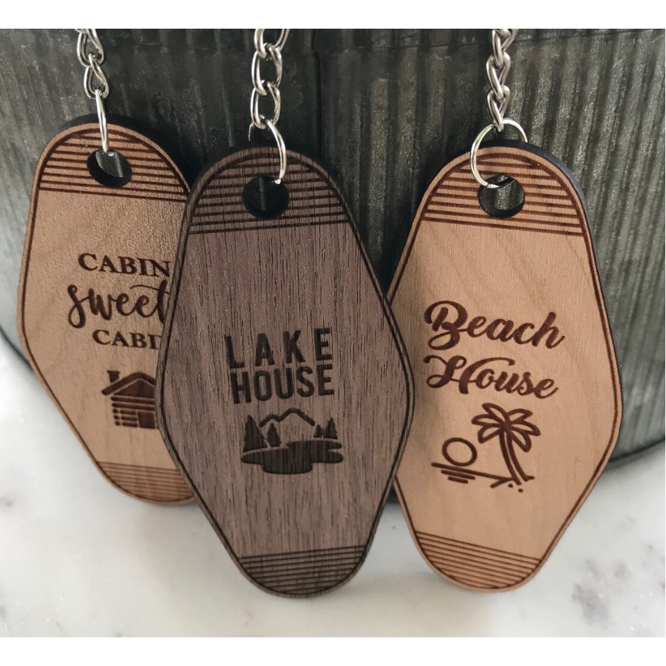 Personalized Engraved Diamond Wooden Key Ring