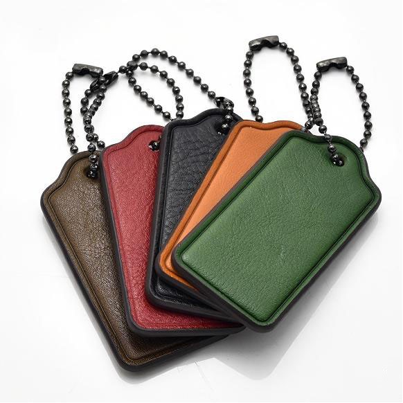 Big Size PU Leather Keychain Tag with Metal Ball Chain