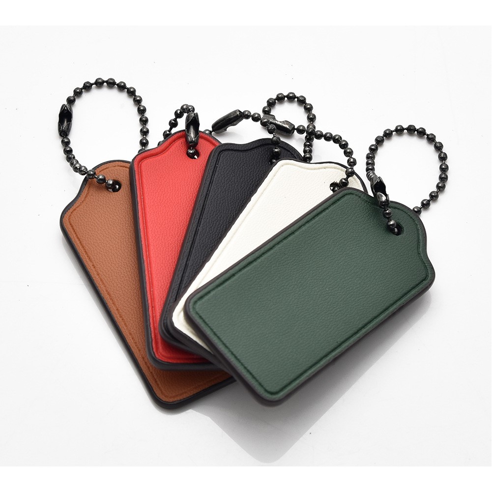 Medium Genuine Leather Keychain with Metal Ball Chain