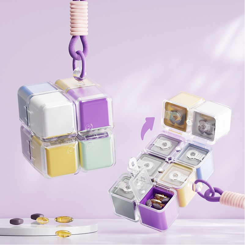 Portable Pill Organizer Box with Lanyard – Travel Medicine Storage Case