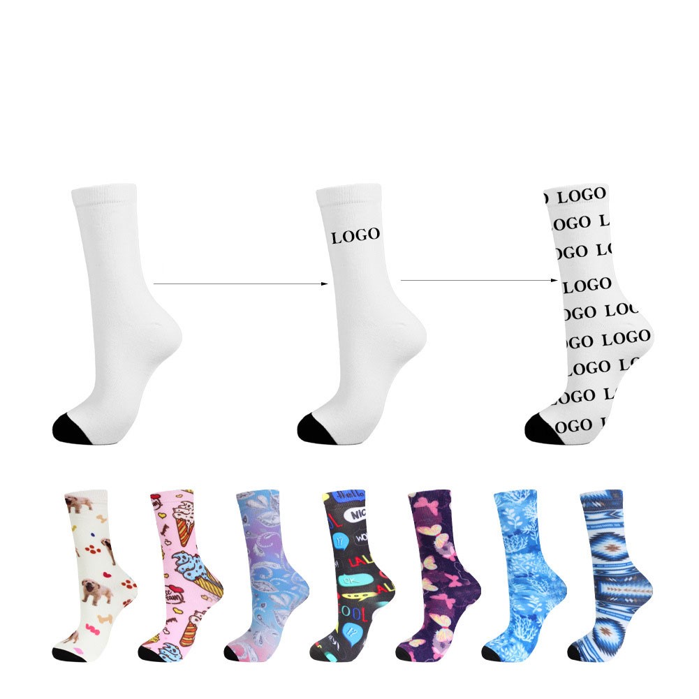Custom Logo Mid-Calf Socks with Digital Print M size