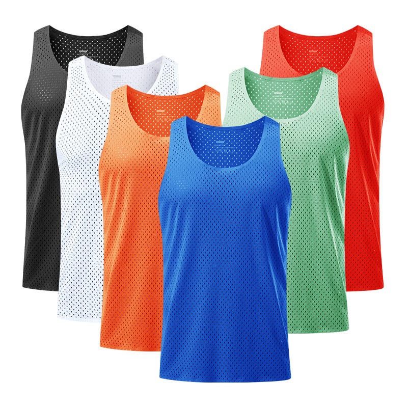 Men's 100GSM Wind Tunnel Jacquard Polyester Breathable Sports Tank Top Quick Dry Athletic Running Ve