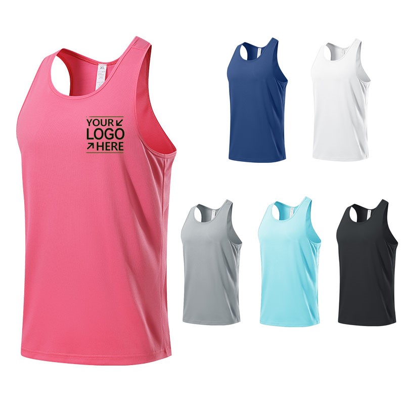 Men's 150GSM Bird's Eye Polyester Performance Tank Top Breathable Athletic Running Vest